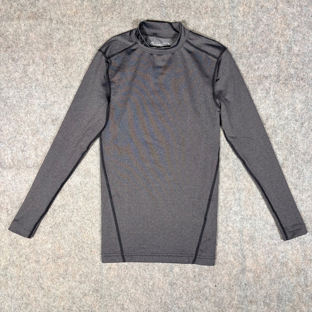 Under Armour ColdGear Compression Shirt Men S Gray Fitted Mock Neck 1265648 Base